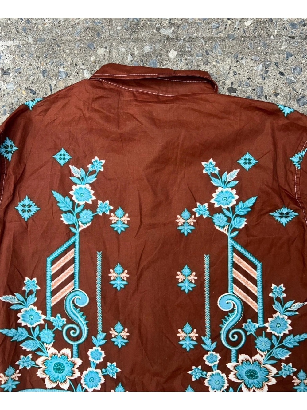 Boozelele Floral Paisley Western Brown Button Down Cotton Shirt XL NWOT - Picture 11 of 12